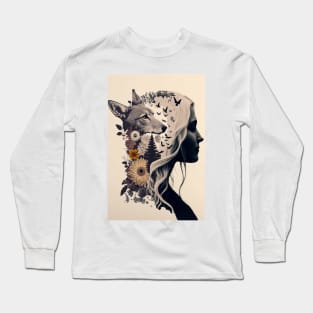 Double Exposure Flower Girl Long Sleeve T-Shirt